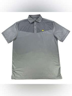 Masters Tech Polo Shirt Men’s Medium Grey Striped Augusta National Golf Club Tee